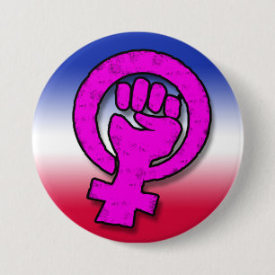 Macaron Rond 7,6 Cm Bouton Large Puissance des femmes