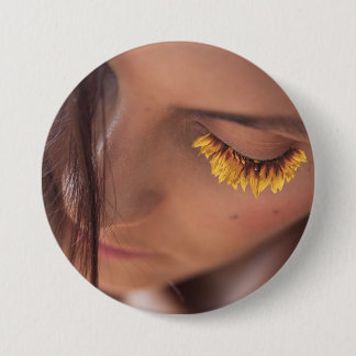 Macaron Rond 7,6 Cm Bouton Lashes de tournesol