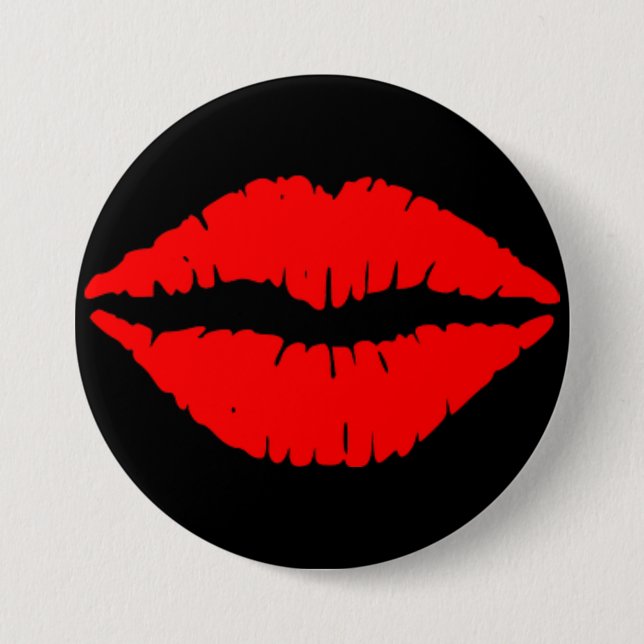 Macaron Rond 7,6 Cm Bouton Lèvres rouges (Devant)