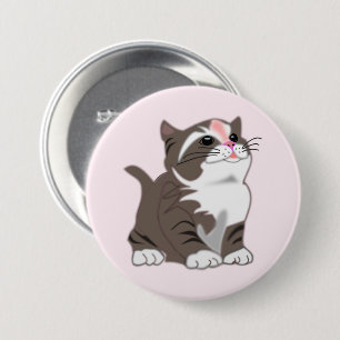 Macaron Rond 7,6 Cm Bouton Little Kitten
