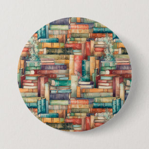 Macaron Rond 7,6 Cm Bouton Livres Whimsical