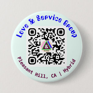 Macaron Rond 7,6 Cm Bouton LNS Linktree QR Code Bleu