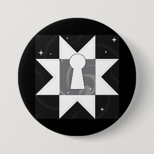 Macaron Rond 7,6 Cm Bouton Logo -The Forgotten Rooms Quilt along