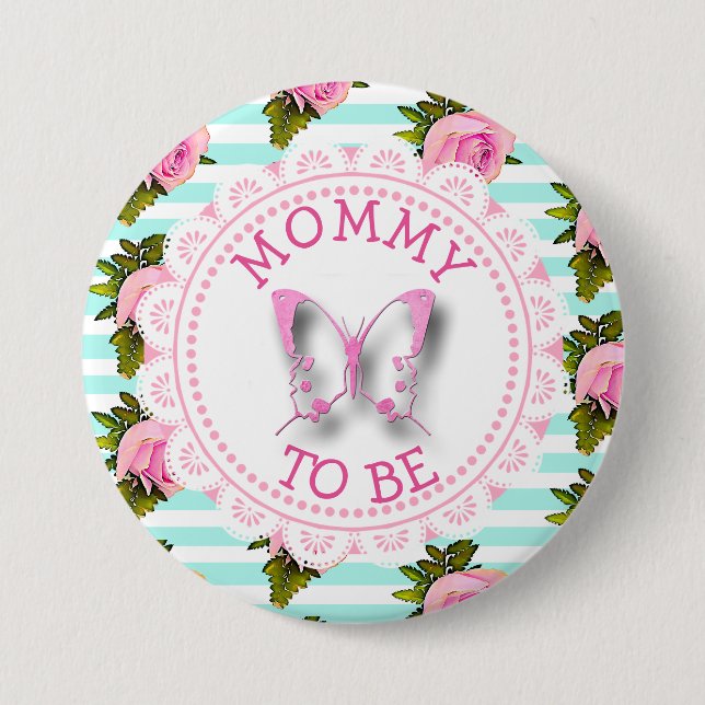 Macaron Rond 7,6 Cm Bouton Maman à être Baby shower (Devant)