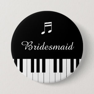 Macaron Rond 7,6 Cm Bouton Mariage clavier de piano Bridesmaid