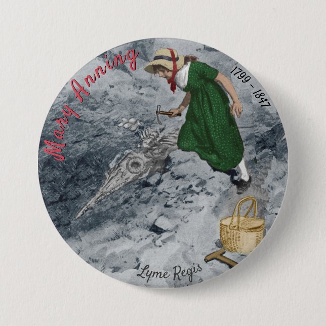 Macaron Rond 7,6 Cm Bouton Mary Anning #1 (Devant)