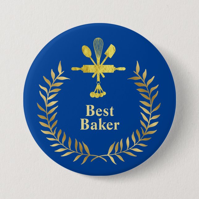 Macaron Rond 7,6 Cm Bouton meilleur Baker (Devant)