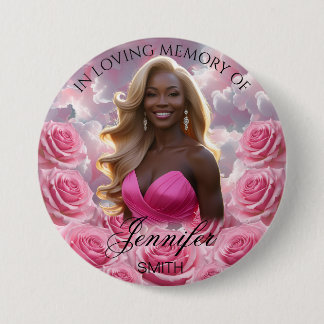 Macaron Rond 7,6 Cm Bouton Mémorial de Ciel de Roses Roses Roses
