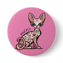 Bouton Meow Cat tatoué