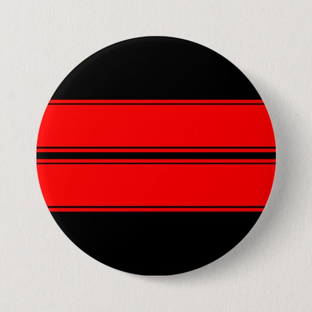 Macaron Rond 7,6 Cm Bouton métallique noir rouge à deux bandes de cour (Devant)