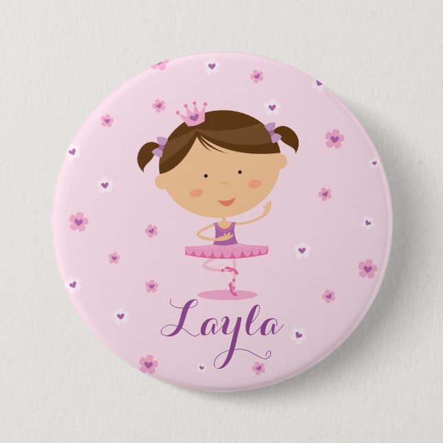 Macaron Rond 7,6 Cm Bouton mignon de fille de ballerine de danseur (Devant)
