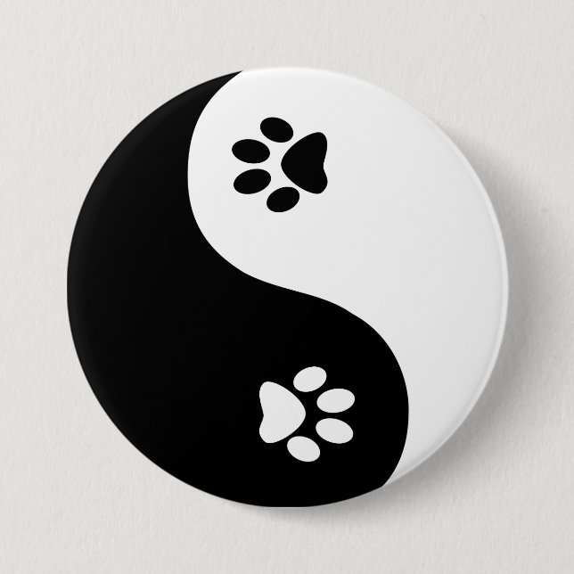 Macaron Rond 7,6 Cm Bouton mignon de pattes de Yin Yang (Devant)