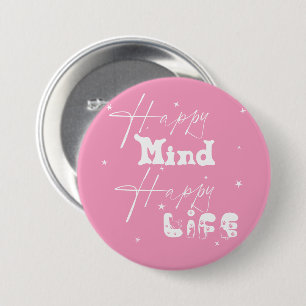 Macaron Rond 7,6 Cm Bouton mignon Happy Mind Happy Life