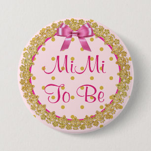 Macaron Rond 7,6 Cm Bouton MiMi To Be Rose & Gold Baby shower