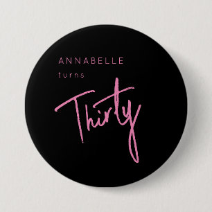 Macaron Rond 7,6 Cm Bouton moderne 30ème anniversaire typographie de s