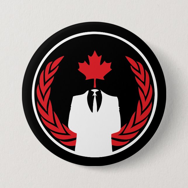 Macaron Rond 7,6 Cm Bouton noir anonyme du Canada (Devant)