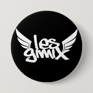 Macaron Rond 7,6 Cm Bouton noir de logo de Les Gimix