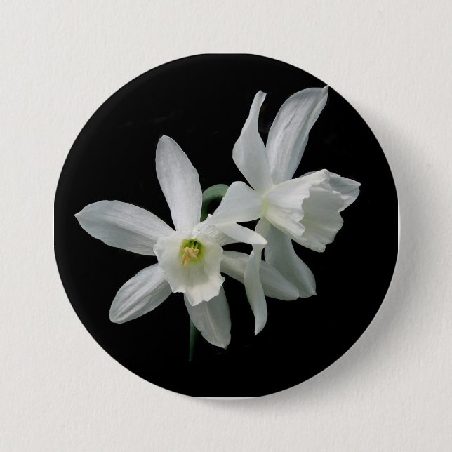 Macaron Rond 7,6 Cm Bouton noir et blanc de jonquille de narcisse de (Devant)