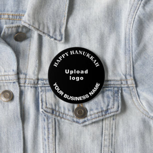 Macaron Rond 7,6 Cm Bouton Noir rond pour l'entreprise Hanoukka