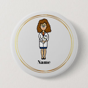 Macaron Rond 7,6 Cm Bouton Nom du médecin féminin