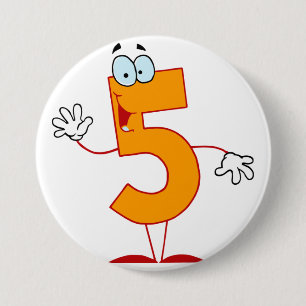 Macaron Rond 7,6 Cm Bouton numéro 5 orange