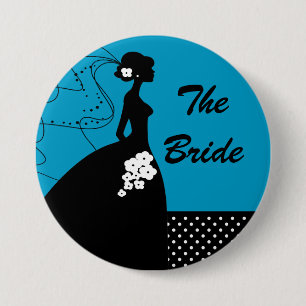 Macaron Rond 7,6 Cm Bouton nuptiale de partie de jeune mariée bleue d