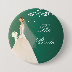 Macaron Rond 7,6 Cm Bouton nuptiale de partie de jeune mariée de vert