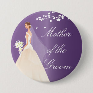 Macaron Rond 7,6 Cm Bouton nuptiale de partie de la jeune mariée MOG