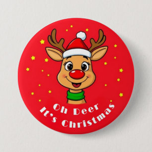 Macaron Rond 7,6 Cm Bouton Oh Cerf C'est Noël