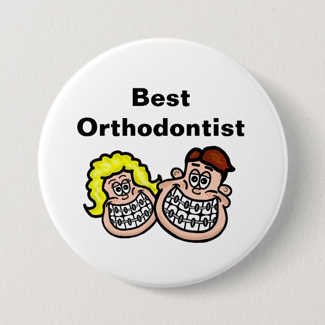 Macaron Rond 7,6 Cm Bouton Orthodontiste (Devant)