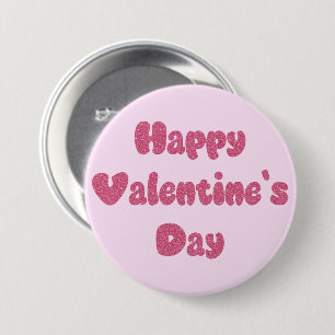Macaron Rond 7,6 Cm Bouton Pailleté Bonne Saint-Valentin