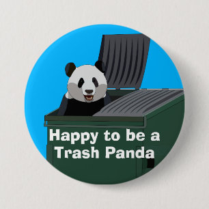 Macaron Rond 7,6 Cm Bouton Panda Ordures