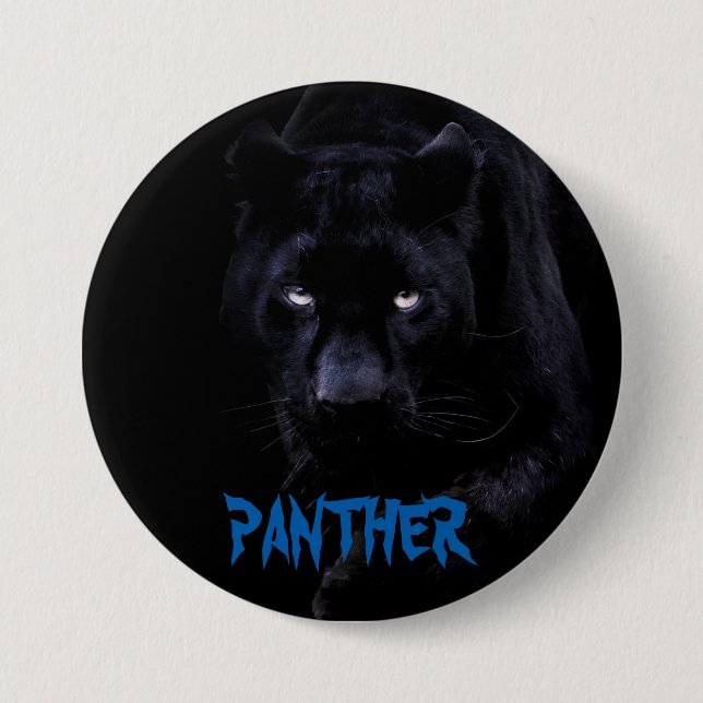 Macaron Rond 7,6 Cm Bouton Panther noir (Devant)