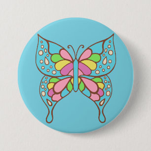 Macaron Rond 7,6 Cm Bouton papillon rétro