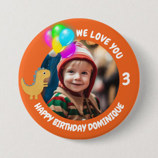 Macaron Rond 7,6 Cm Bouton Personnalisable Photo, Nom Et Âge Anniversa
