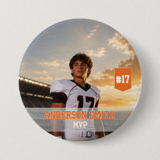 Macaron Rond 7,6 Cm Bouton personnalisé MVP de football avec photo
