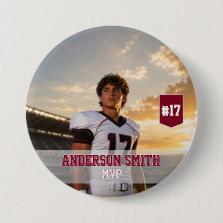 Macaron Rond 7,6 Cm Bouton personnalisé MVP de football avec photo