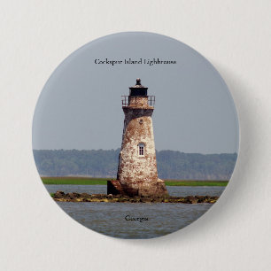 Macaron Rond 7,6 Cm Bouton Phare de Cockspur Island