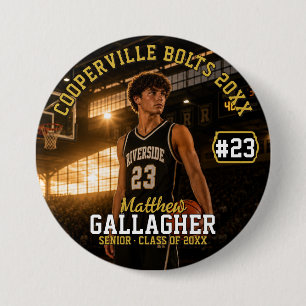 Macaron Rond 7,6 Cm Bouton photo de basketball personnalisé