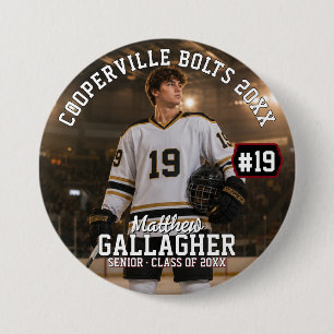 Macaron Rond 7,6 Cm Bouton photo de hockey personnalisé