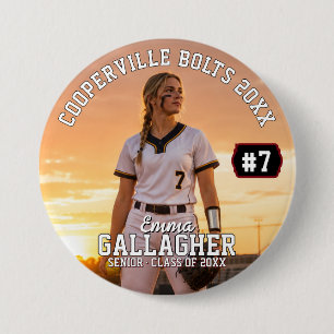 Macaron Rond 7,6 Cm Bouton photo de softball personnalisé