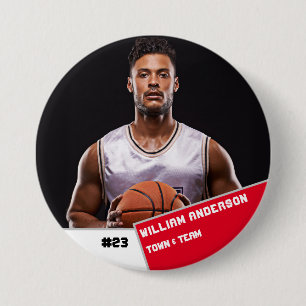 Macaron Rond 7,6 Cm Bouton photo sport personnalisé / joueur de basket