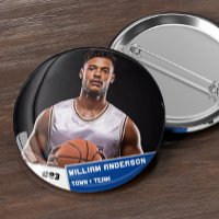 Bouton photo sport personnalisé / joueur de basket