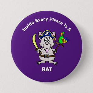 Macaron Rond 7,6 Cm Bouton Pirate Rat