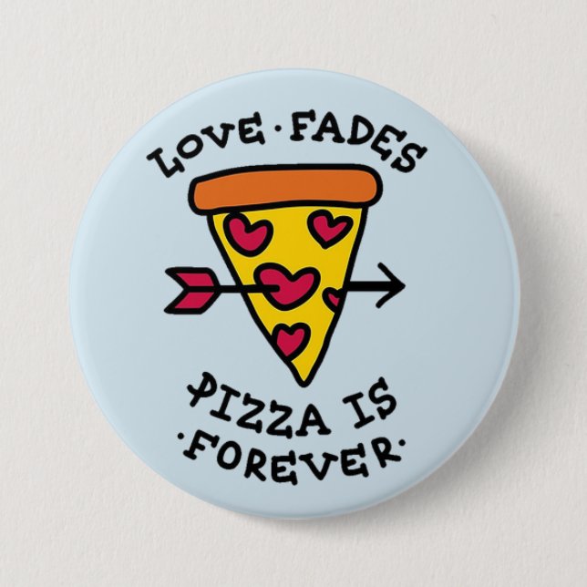 Macaron Rond 7,6 Cm Bouton Pizza Love (Devant)
