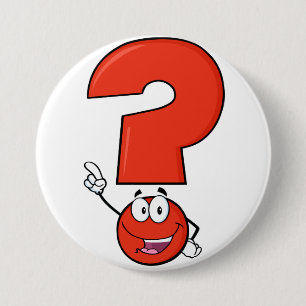 Macaron Rond 7,6 Cm Bouton point d'interrogation rouge