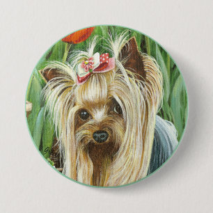 Macaron Rond 7,6 Cm Bouton Portrait de Yorkie