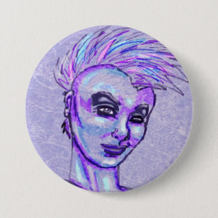Macaron Rond 7,6 Cm Bouton punk de croquis de fille