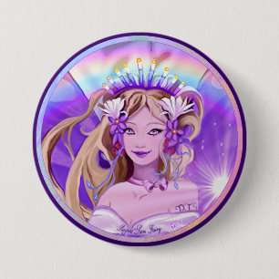 Macaron Rond 7,6 Cm Bouton Purple Sun Fairy