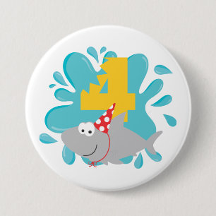 Macaron Rond 7,6 Cm Bouton Quart anniversaire de requin
